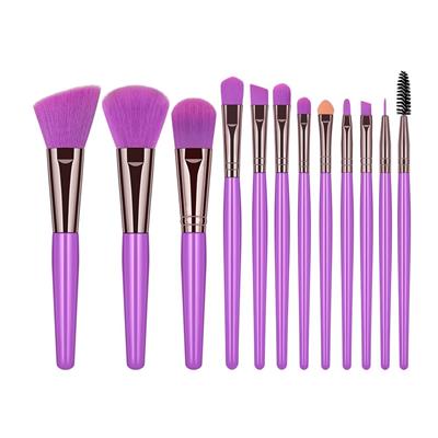 Set Brochas Maquillaje Colores Fluor x12 Piezas A223-12 (Violeta)