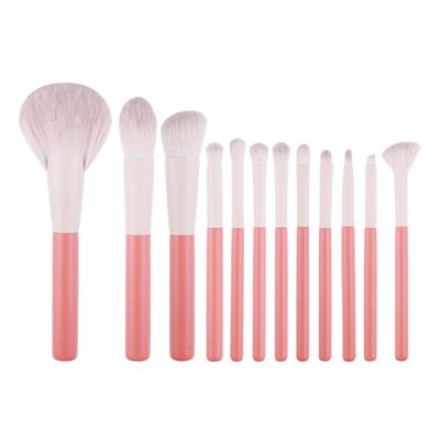 Set Brochas Maquillaje x12 Piezas Rose & Style A253-12 (Blanco y Rosa)