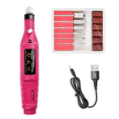 Torno Electrico para Manicura Pedicura JQ20 USB + Accesorios (Rosa)